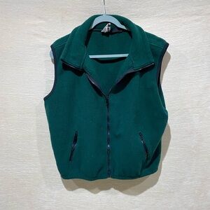 Green Fleece Vest with Black Trim